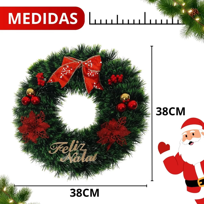 (PROMOÇÃO) Kit de Natal Completo - Árvore 1.8m decorada, Guirlanda e 20m de Pisca c/ Controle