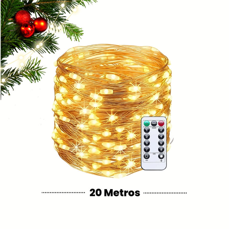 (PROMOÇÃO) Kit de Natal Completo - Árvore 1.8m decorada, Guirlanda e 20m de Pisca c/ Controle